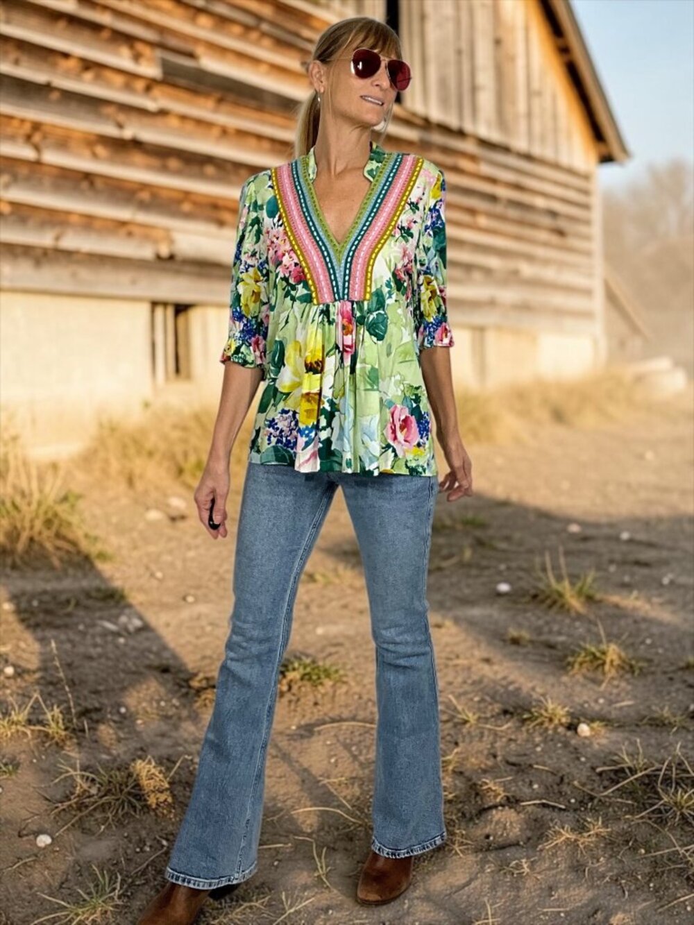 Anthropologie Bl-nk London Stephanie Top Blouse M Floral Embroidery